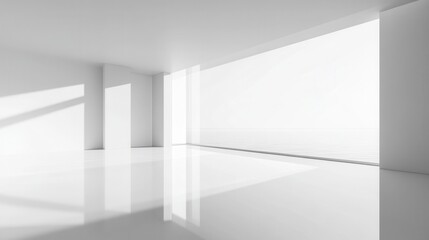Minimalistic Modern Interior Space with Natural Light and White Walls, Ideal for Creative Projects and Architecture Concepts