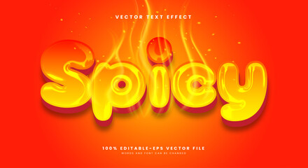 Naklejka premium Spicy 3d Chrome Style editable text effect template Suitable for fire theme