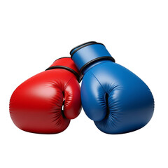 Vibrant red and blue boxing gloves poised for action, showcasing a bold and dynamic design - transparent background Generative Ai.