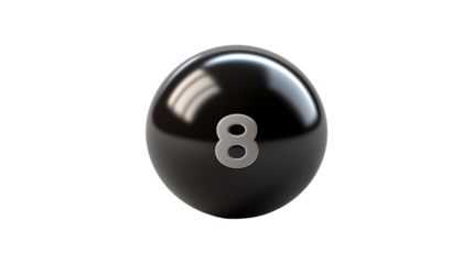Shiny Black Eight Ball Graphic Design Element  Isolated on transparent Background