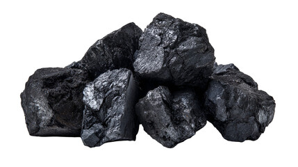 Obraz premium Black Coal Lumps Pile Dark Background