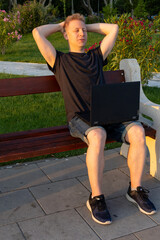 Relaxing after remote work outdoors