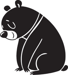 A cute cartoon bear sitting down with a sad expression. Great for emotions, character stories, or educational materials.