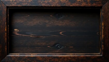 Geometric lines etched deeply into dark wood frame, craft, texture