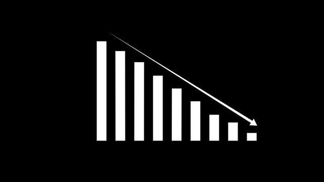 graph icon designed in flat icon style. Finance, Business Info graphic animation, Bar down graph animated. going downward bar chart falling stock index Graph.