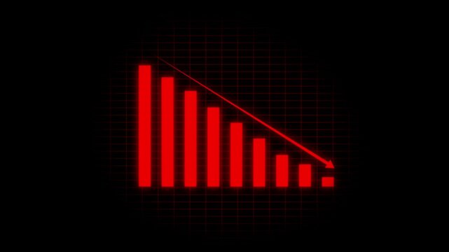 Animated down graph icon designed in flat icon style. Finance, Business Info graphic animation, Bar down graph animated. going downward bar chart falling stock index Graph.