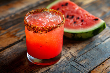 Watermelon Margarita with Tajín Rim