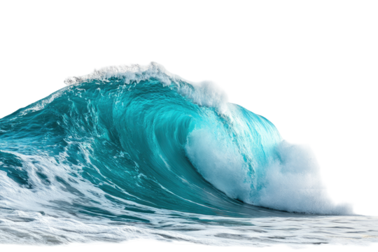 Powerful turquoise wave crashing