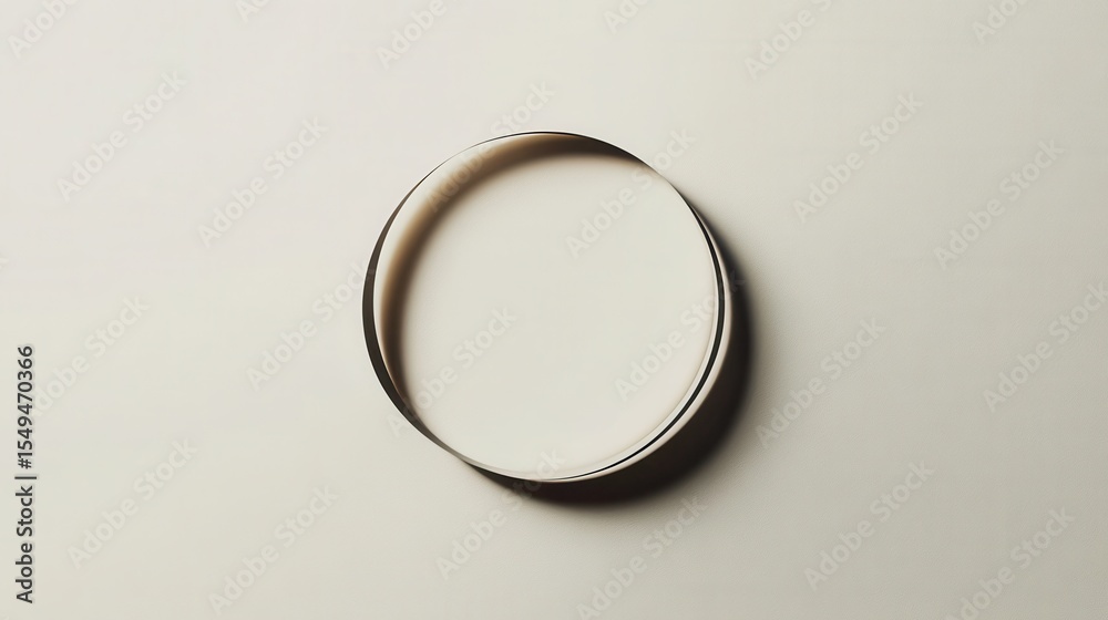 Poster minimalist artistic representation of a circular form with soft shadows on an abstract background fo