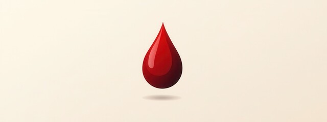 Obraz premium Red droplet with glossy finish on a soft background, symbolizing fluidity, vitality, and health, perfect for medical or wellness-themed projects