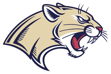 Roaring cougar emblem features sharp details, emphasizing its ferocious expression and navy trim accentuates its design