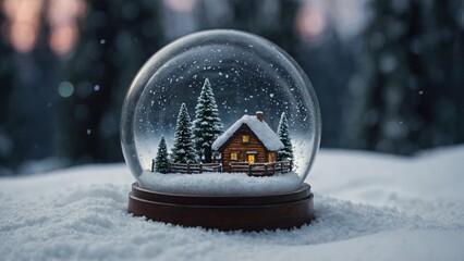 Miniature Landscape Inside a Glass Snow Globe
