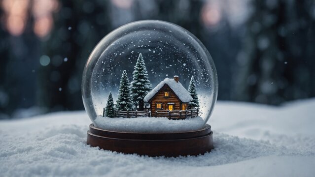 Miniature Landscape Inside a Glass Snow Globe