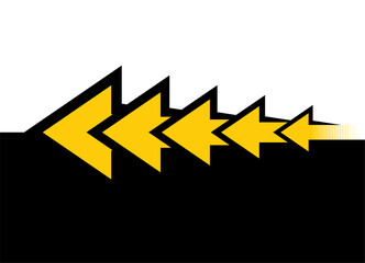Dynamic Vector Pattern of Yellow Arrows.. Design Element for Navigation, Direction Indicator. Divided Vector Background. Epicenter.