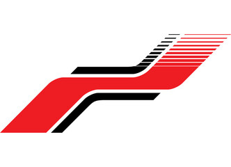 Vector red and black striped pattern on white background. Racing design element for car body, boat, sportswear, toy. Dynamic Striped vector background. Speed