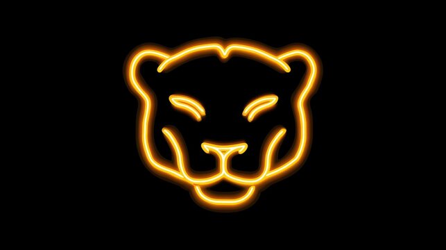 Neon yellow outline of a panther head