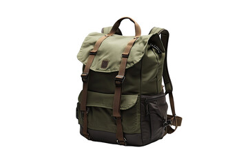 Naklejka premium Olive-green backpack with brown accents