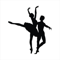 Elegant Couple Dancing Silhouette - Latin Ballroom Dance Vector