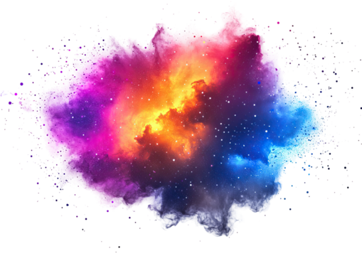 Vibrant nebula, swirling colors, cosmic dust