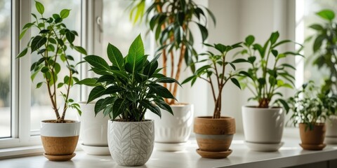 Obraz premium Natural Decor: Ceramic Planters & Greenery