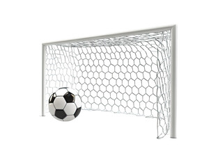 Soccer goal with ball about to pass through