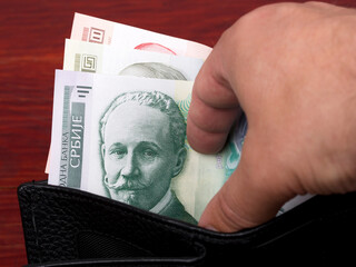 Serbian money - Dinar in the black wallet