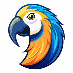 A colorful parrot head isolated on white background in vector art