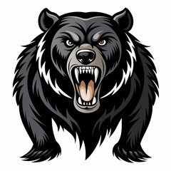 Ferocious grizzly bear roaring isolated on white background