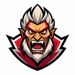 Scary vampire with fangs isolated on white background