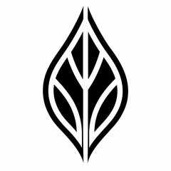 Stylized leaf illustration isolated on white background in black and white