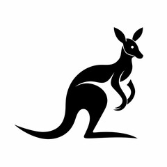 Fototapeta premium Kangaroo silhouette standing isolated on white background