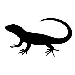 Naklejka premium Sleek Black Silhouette of a Lazarus Lizard with Curved Tail