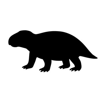Lystrosaurus Silhouette in Bold Black Contrast