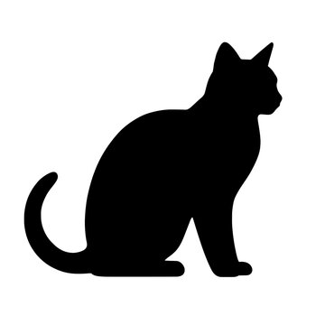Classic Black Mauzer Cat Silhouette on White Background
