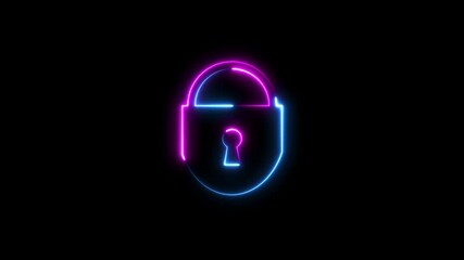 Technology protection icon. Glowing neon lock icon symbolizing uncompressed digital protection. security and privacy icon. Cyan and pink color lock icon. - Powered by Adobe