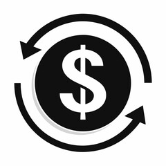Obraz premium Dollar sign with circular arrows isolated on white background