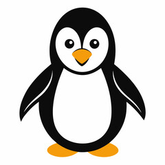 Obraz premium Penguin isolated on white background in black white and orange