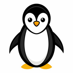 Obraz premium Penguin isolated on white background in black white and orange