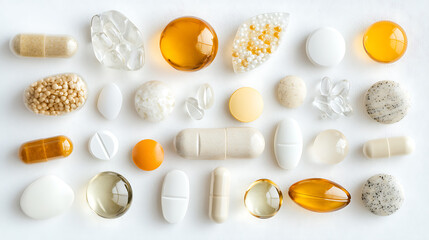 Assorted Medications and Supplements Arranged Neatly
