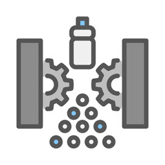 shredding waste filled outline icon. Cutting waste color line illustration.