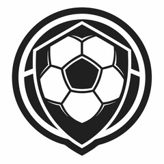 Obraz premium Soccer ball inside a shield isolated on white background