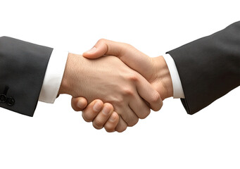 Close-up handshake of two people in dark suits