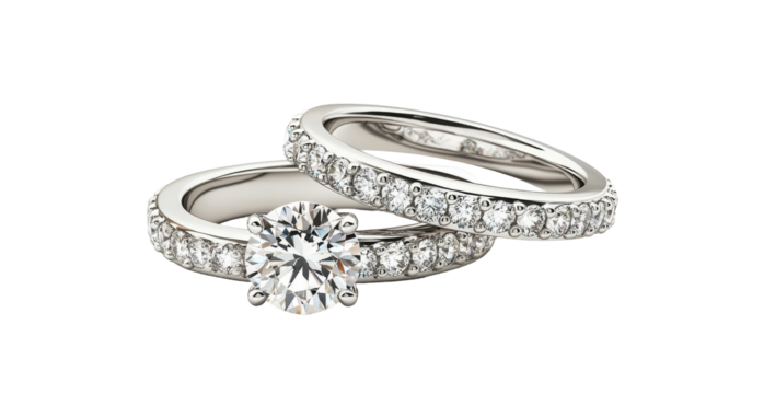 Elegant diamond wedding ring set