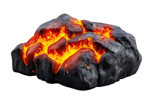Molten rock mass with fiery interior