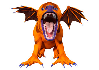 3D Rendering Fairy Tale Dragon on White