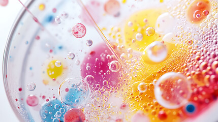 Colorful Bubbles in Liquid: A Macro View of Interacting Droplets