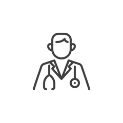 Doctor with stethoscope line icon