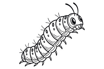 A cute, funny cartoon insect caterpillar vector illustration with a smile