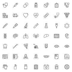 Naklejka na ściany i meble Medical line outline icon set