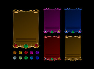 set of fantasy ancient medieval trading card game with gold and various color options